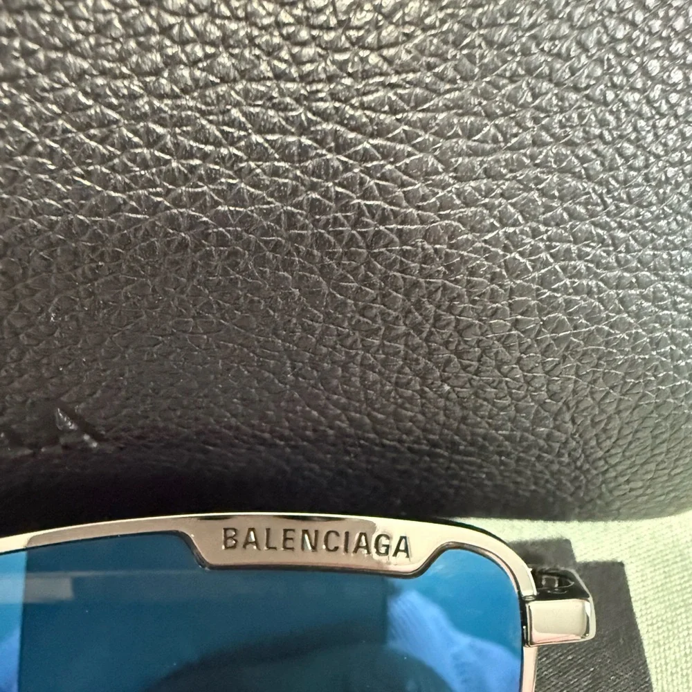 Balenciaga Men’s or women’s wSilver Frame Blue Lens Sunglasses